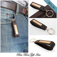 Cool Mens Gift Idea / Latitude Longitude GPS Leather Keychain