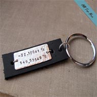 Longitude Keychain for Men / Leather Keychain