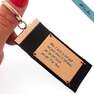 Personalized Leather Keychain for Him / Quote Keychain
