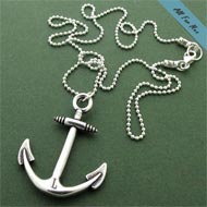 Silver Anchor Necklace on Leather Cord for Men / Nautical Neckla