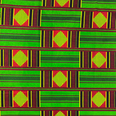 Kente African Print Fabric Cotton Ankara 44 Inches Sold By The Yard  (19004-2) 