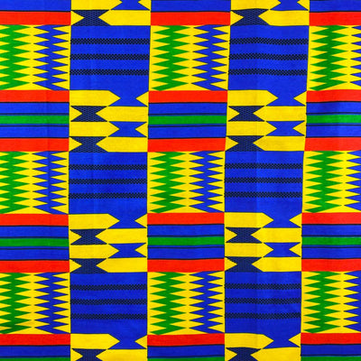 Kente African Print Fabric Cotton Ankara 44 Inches Sold By The Yard  (19004-2) 