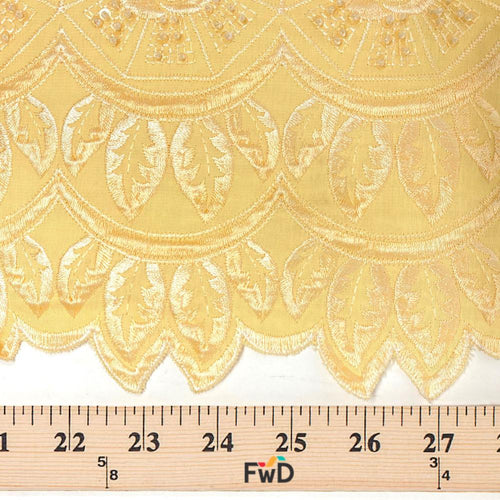 Beige Cotton Voile Embroidery w/ Sequins & Hole Cut Fabric $7.99/Yard