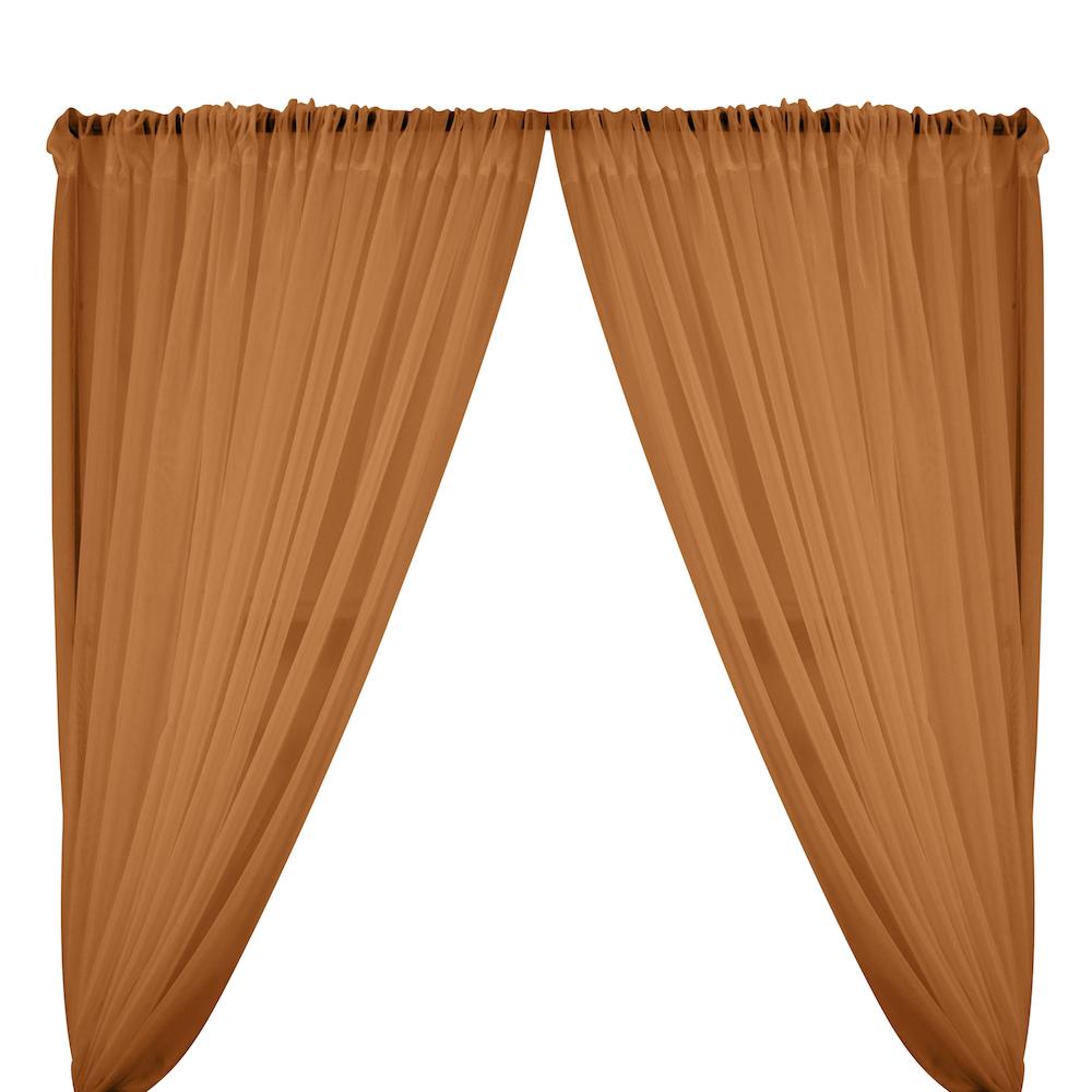Sheer Voile Rod Pocket Curtains - Coffee