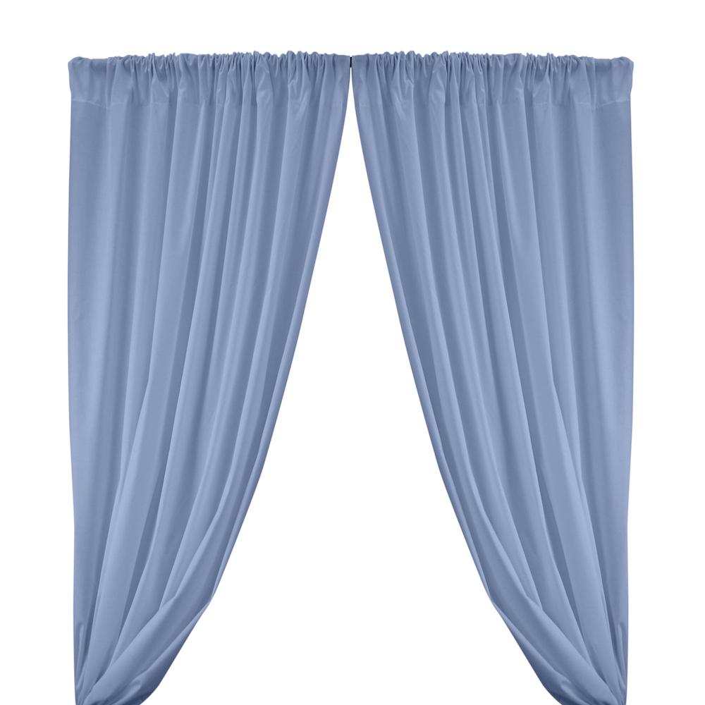 Light Blue Cotton Broadcloth Fabric Curtains with Pockets for Pipe Drape