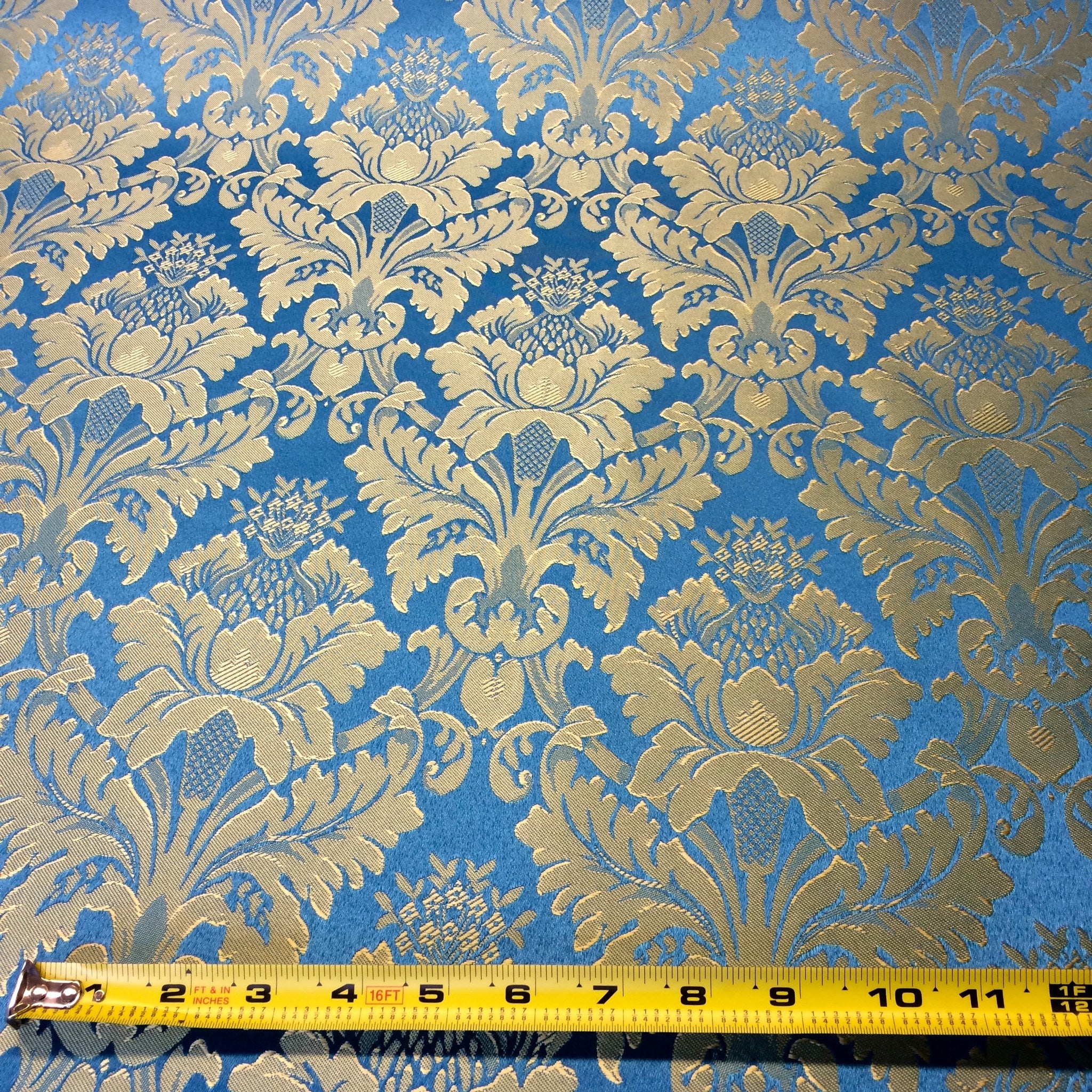 Turquoise & Gold Jacquard Fabric 120