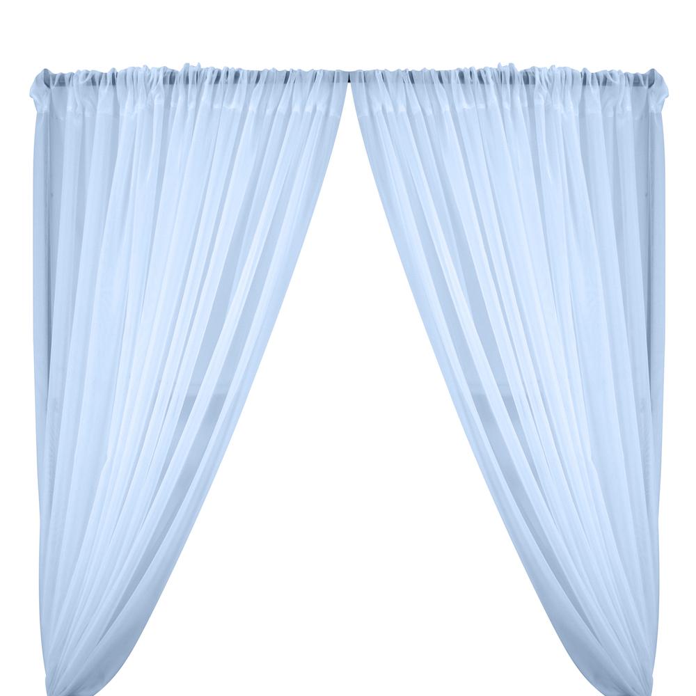 Light Blue Sheer Voile Fabric Curtains with Rod Pockets for Pipe and Drape