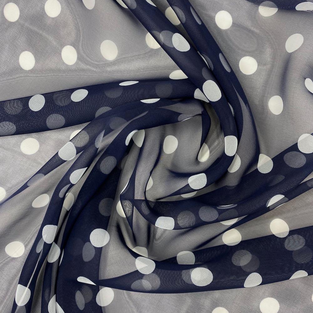 black and white polka dot chiffon fabric