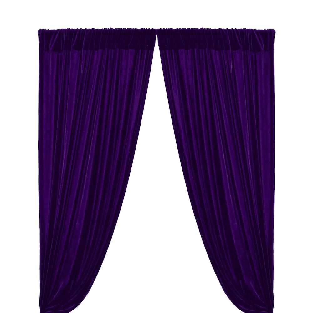 Purple Micro Velvet Fabric Curtains With Pockets For Pipe Drape