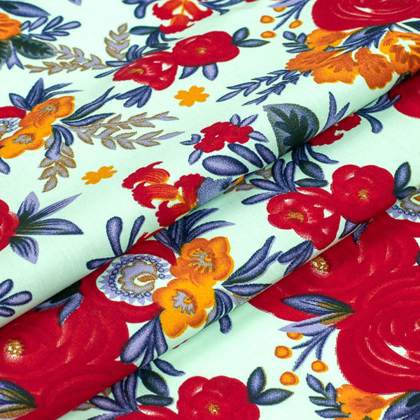 Rose Print Fabric 100% Cotton Floral Design 58/60