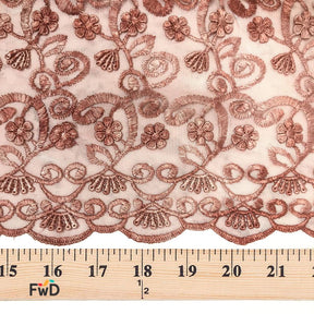Shrimp Floral Vine Embroidery Fabric on Mesh $5.99/Yard Sale 50