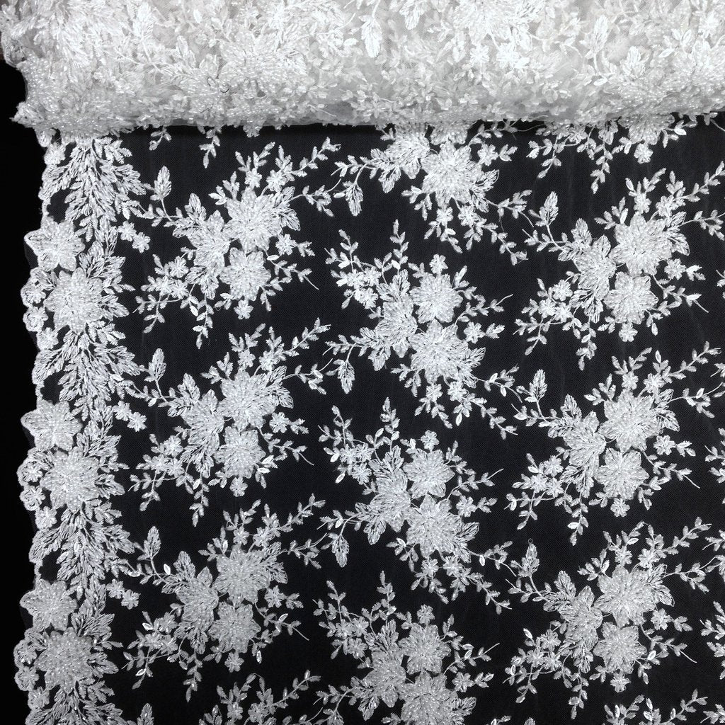 Ivy Bridal Lace Beaded Fabric Fabric
