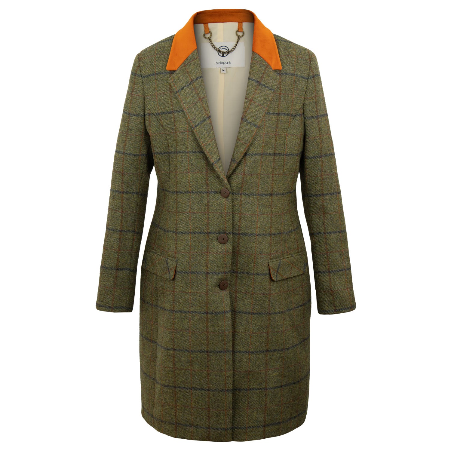 MARGO: LADIES OLIVE & TAN TWEED COAT