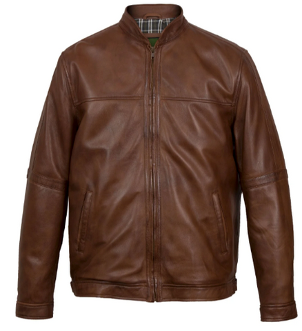 Brown leather jacket, the John Chestnut Leather Jacket from Hidepark