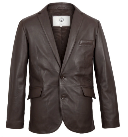Brown leather blazer, the Brook Men's Brown Leather Blazer from Hidepark