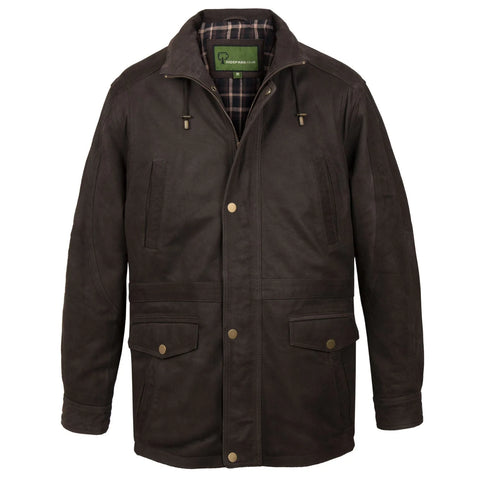 WALKER: MEN'S BROWN LEATHER COAT