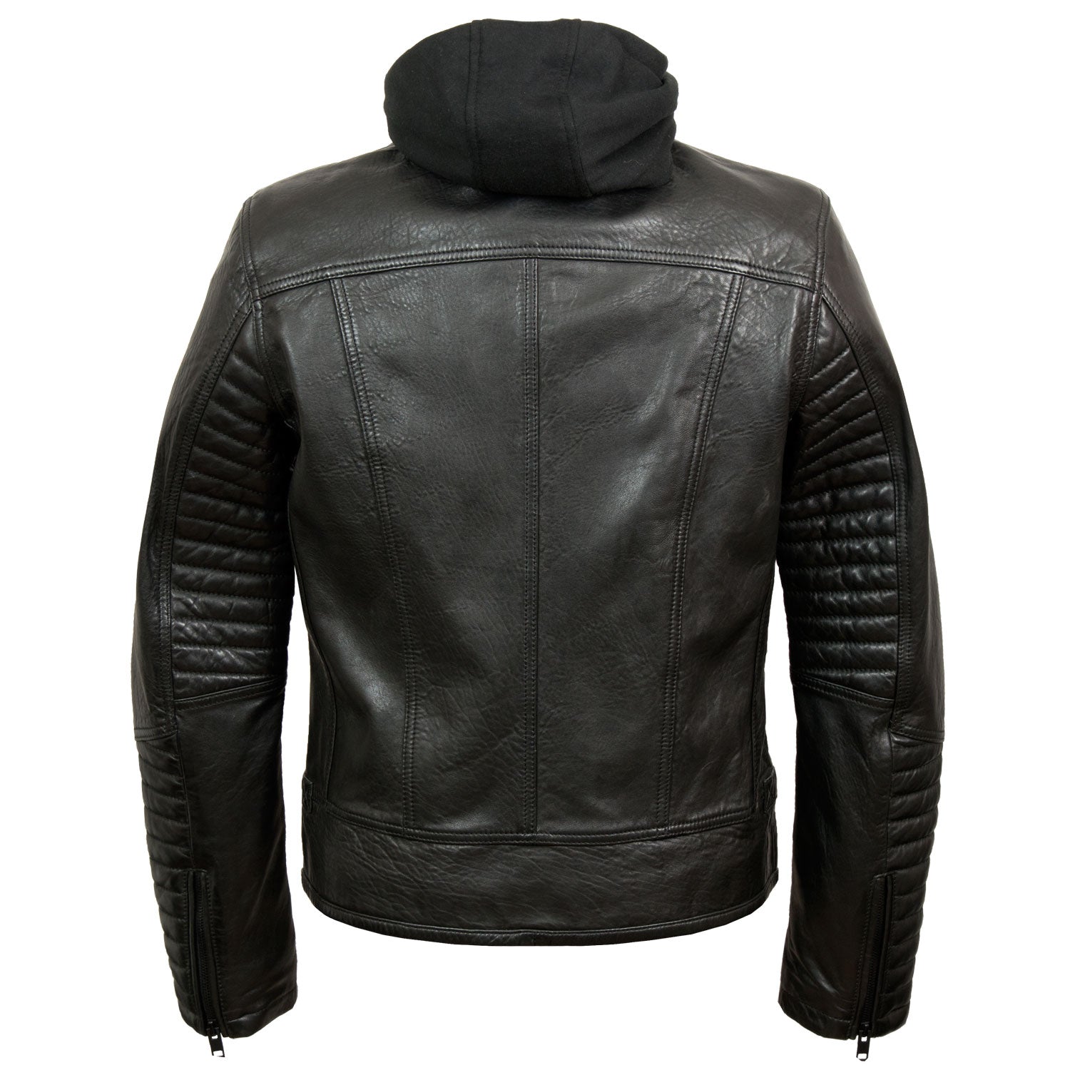 Emerson Men's Black Hooded Leather Jacket