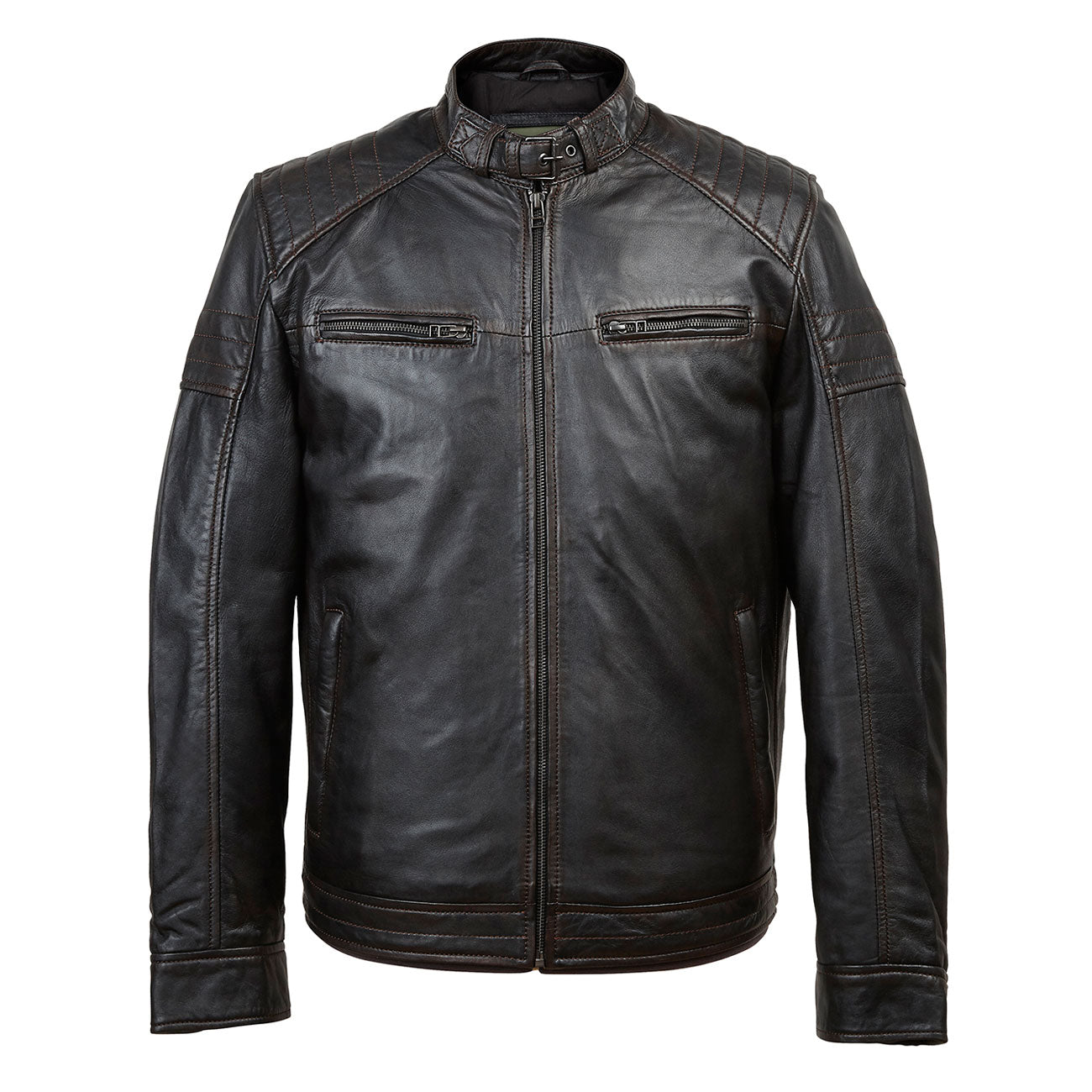 Budd: Men's Black Antique Leather Jacket