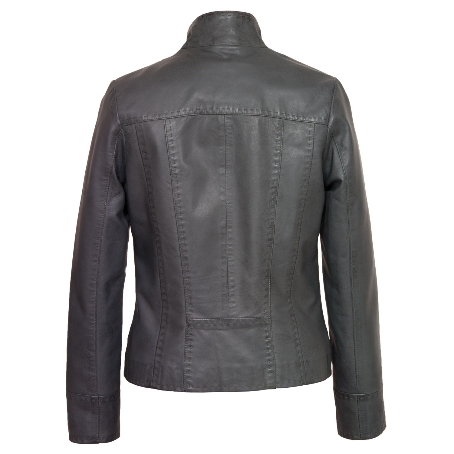 May: Women's Grey Leather Jacket
