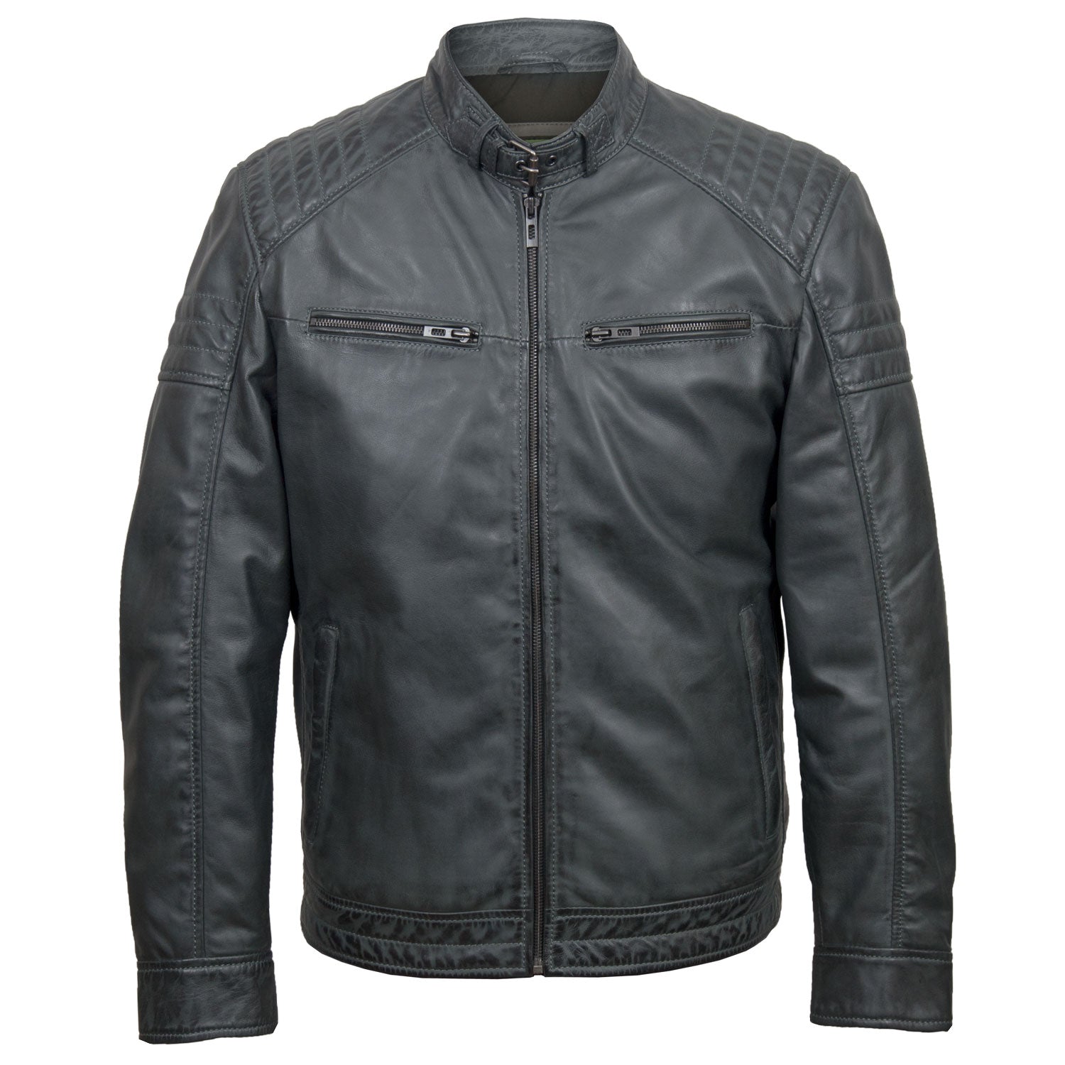 Budd: Men's Grey Leather Jacket