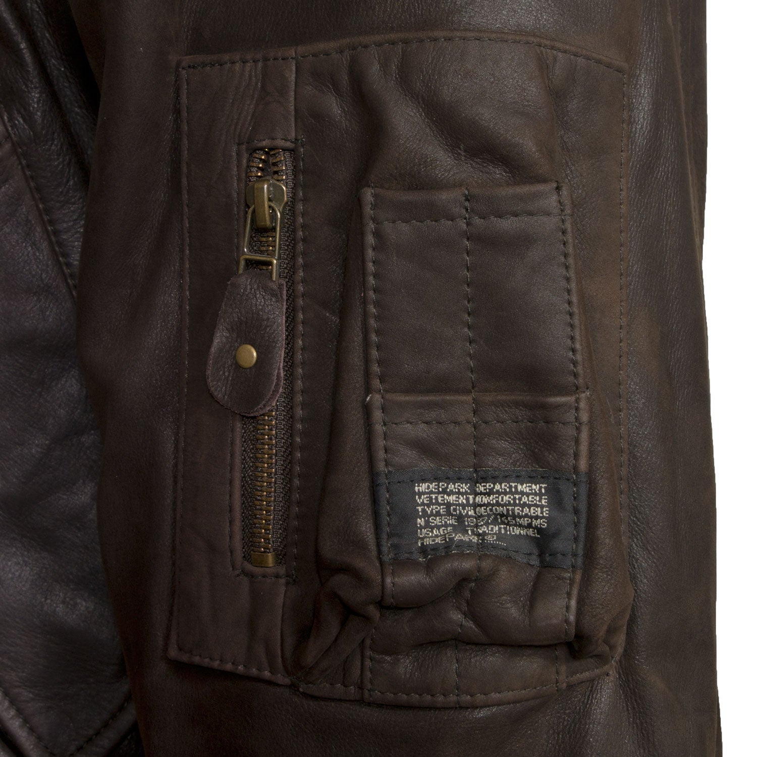 B2: Men's Brown Leather Bomber Jacket