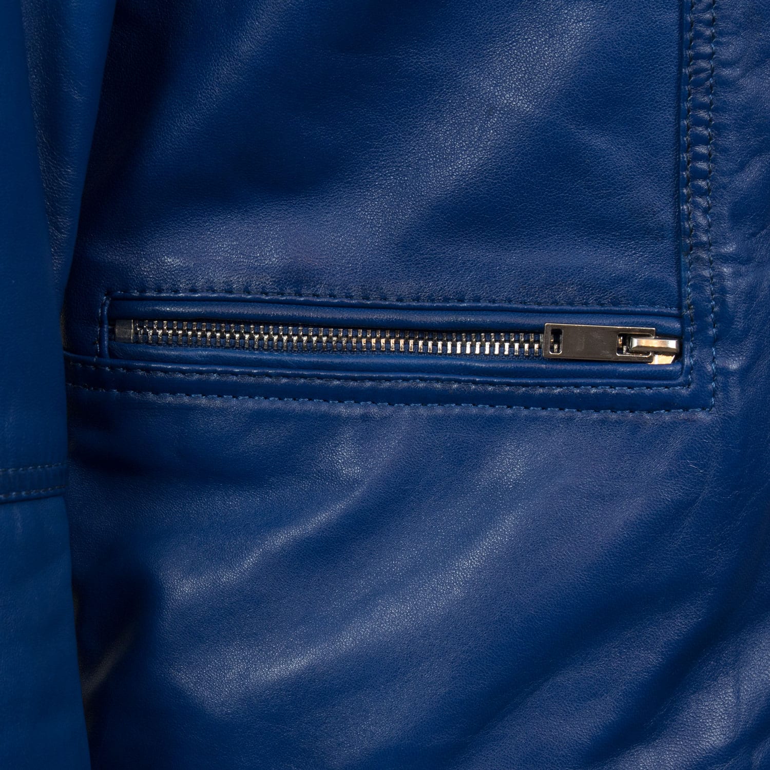 Penny: Women's Blue Leather Jacket