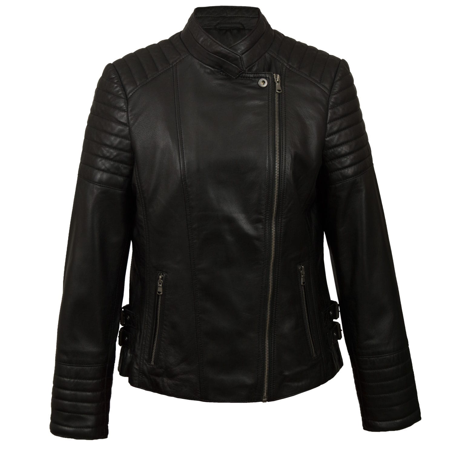 Emma: Women's Black Leather Biker Jacket