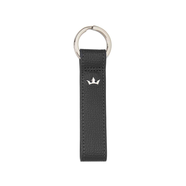 Black Emboss LV Leather Keychain