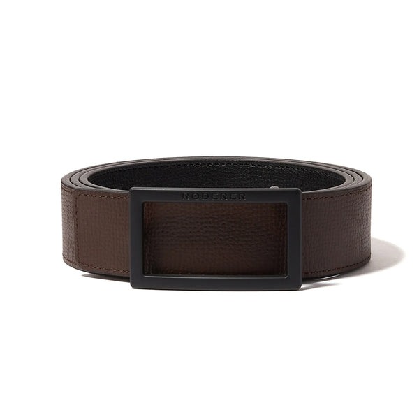 Italian Leather Monogram-Buckle Reversible Belt