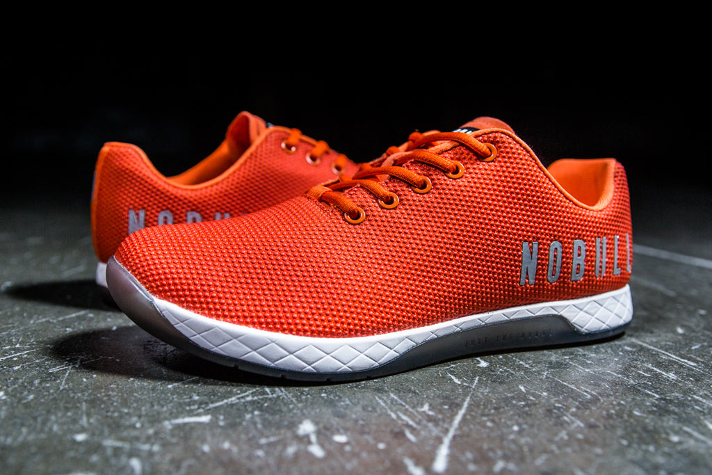 orange training shoes