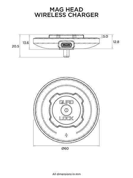 屋内用 MAGワイヤレス充電ヘッド(Magケース専用) カーマウント/デスクマウント Quad Lock Japan クアッドロックジャパン
