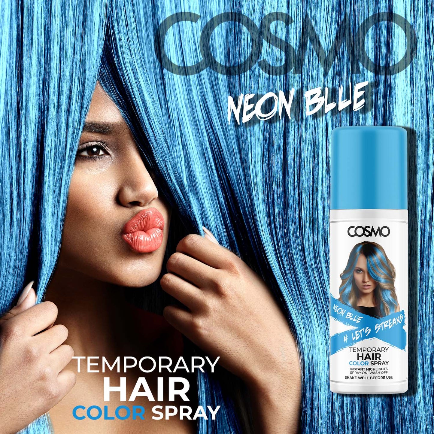 NEON HAIR COLOUR SPRAY - BLUE – COSMO Online Shop