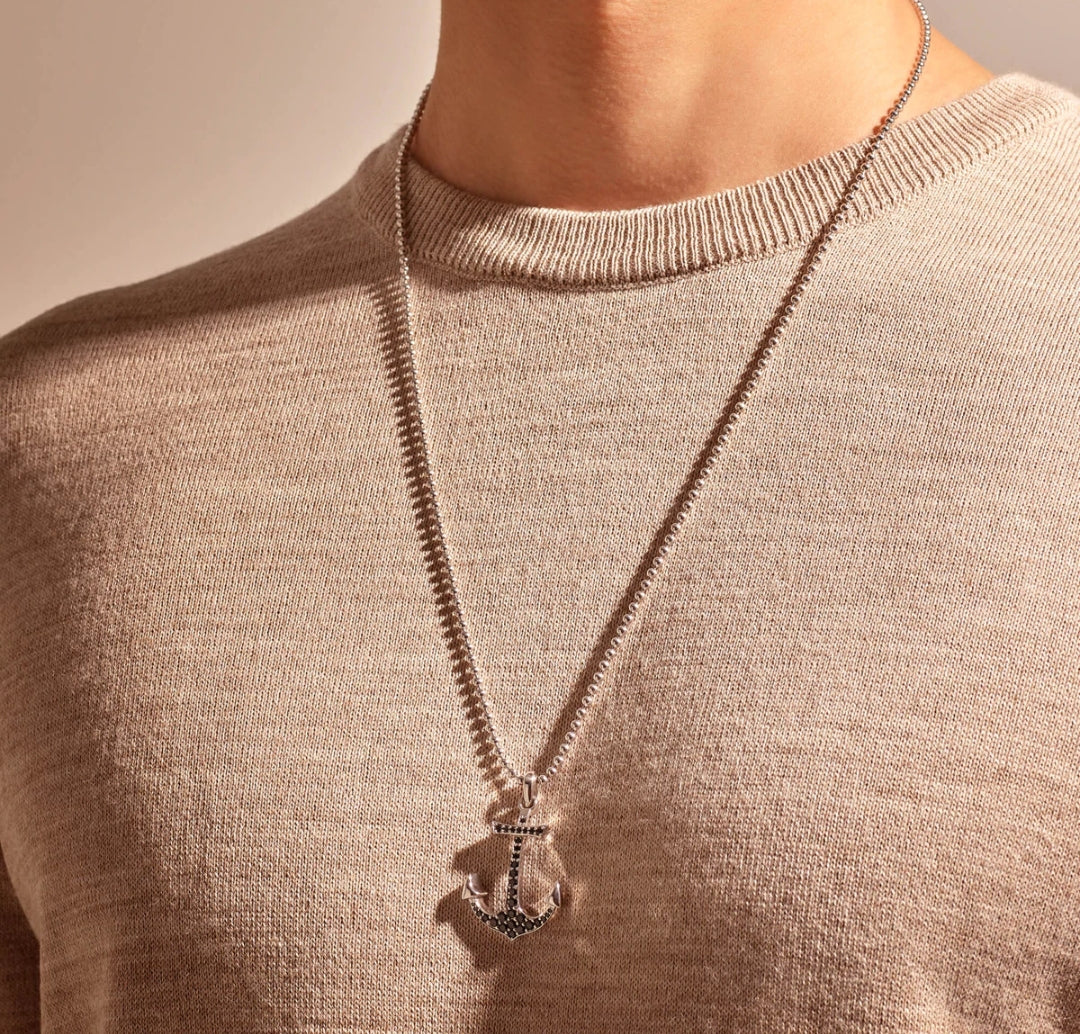 Sterling Silver Anchor On Large Curb Chain - James Necklace | PTW  Inspiration