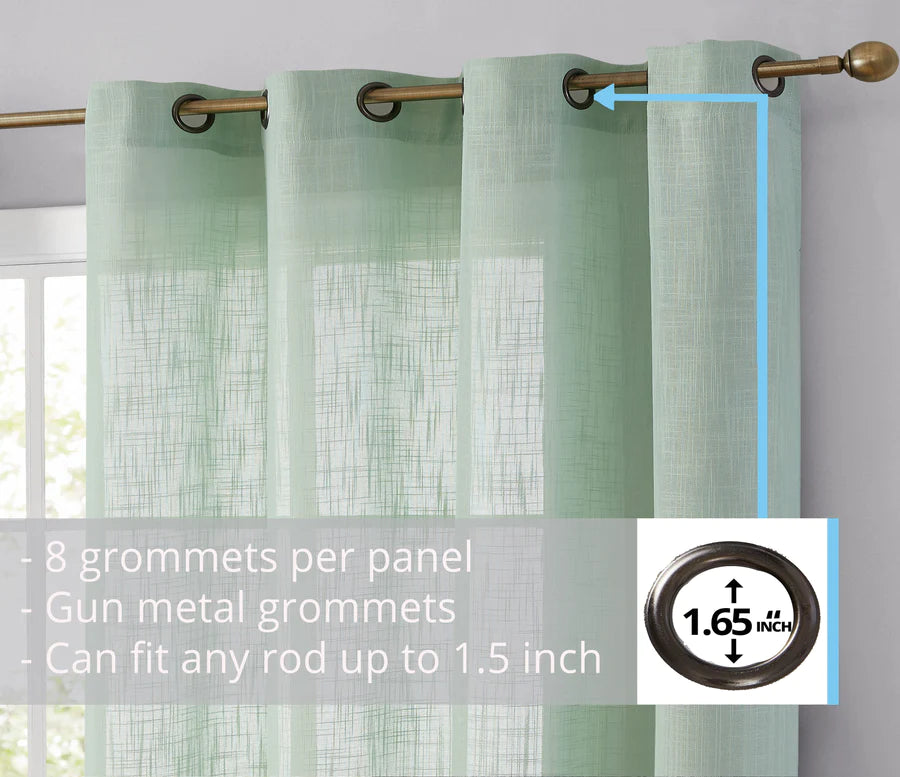 Abbey Faux Linen Grommet Curtain Valance - Seafoam Green