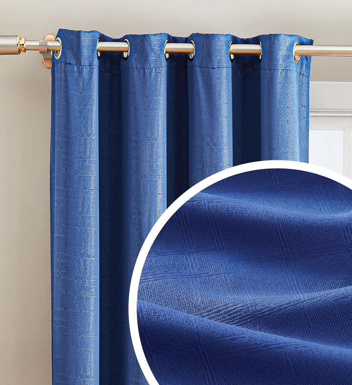 Cooper Geometric Room Darkening Grommet Curtains - Navy Blue