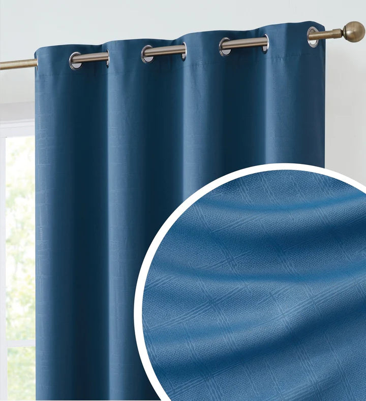 Cooper Geometric Room Darkening Grommet Curtains - Teal Blue
