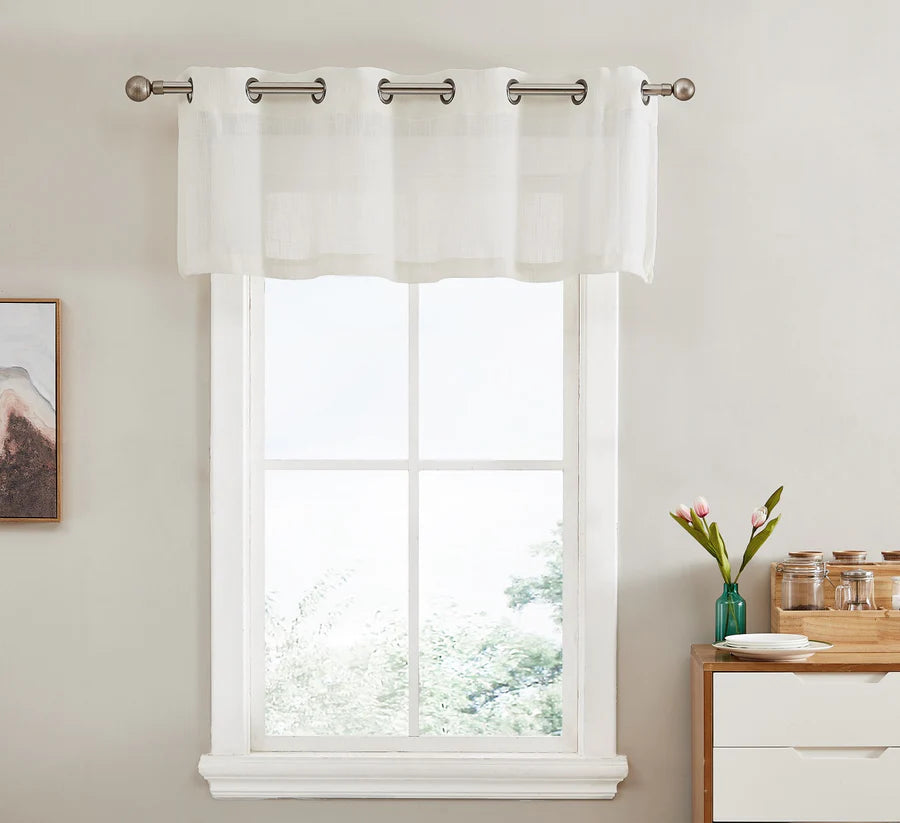 Abbey Faux Linen Grommet Curtain Valance - Cream