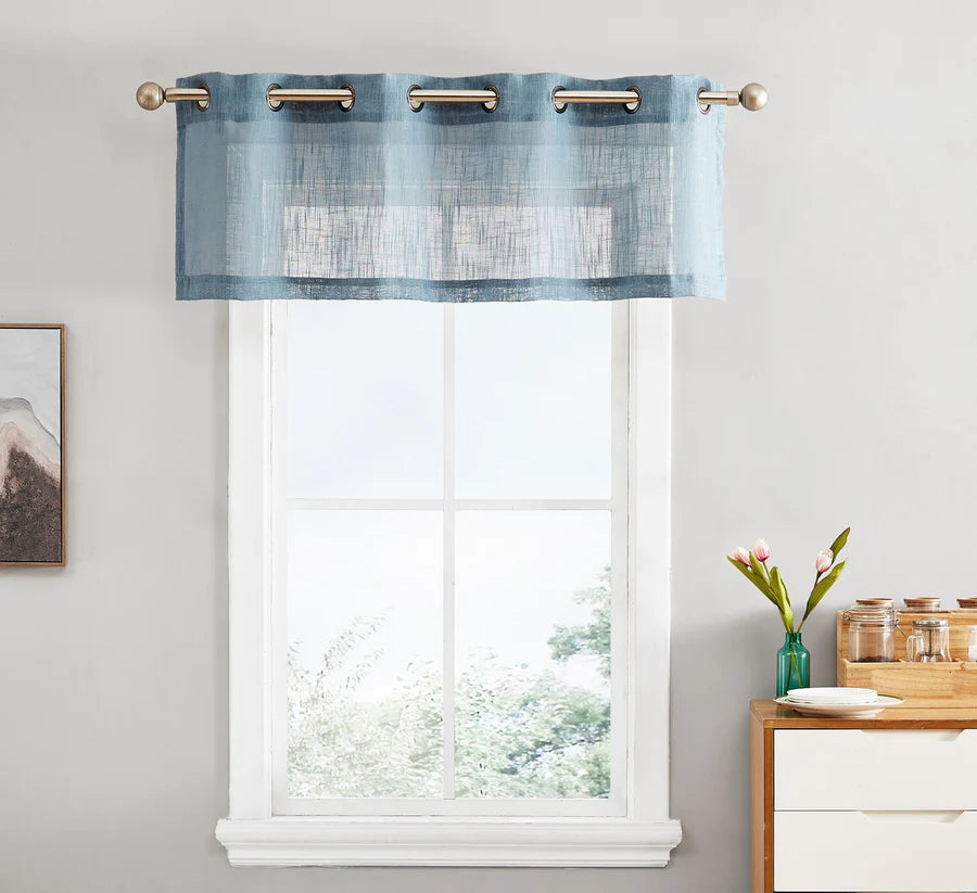 Abbey Faux Linen Grommet Curtain Valance - Dusty Blue