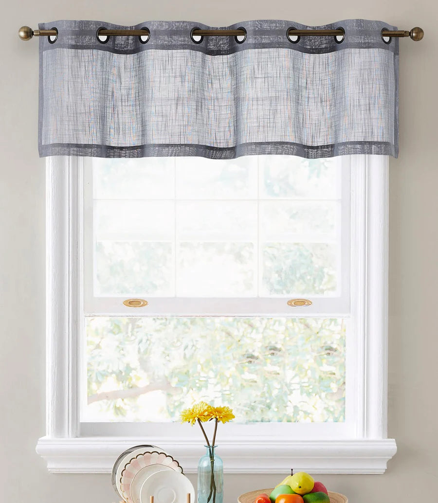 Abbey Faux Linen Grommet Curtain Valance - 