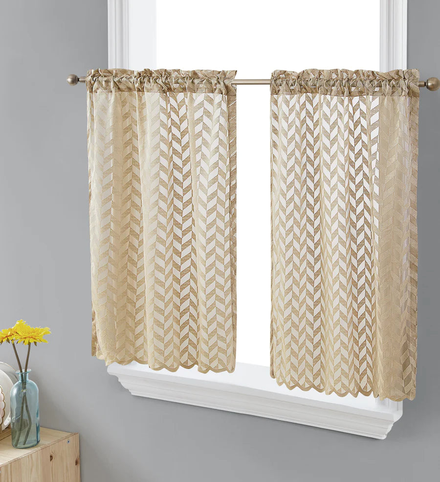 Herringbone Lace Sheer Rod - Taupe