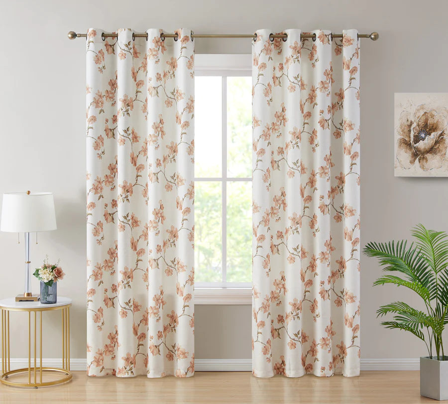 Jade Floral Textured Sheer - Taupe