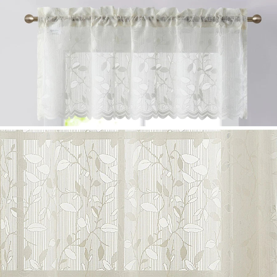 Joyce Semi Sheer Kitchen Valance - Ivory