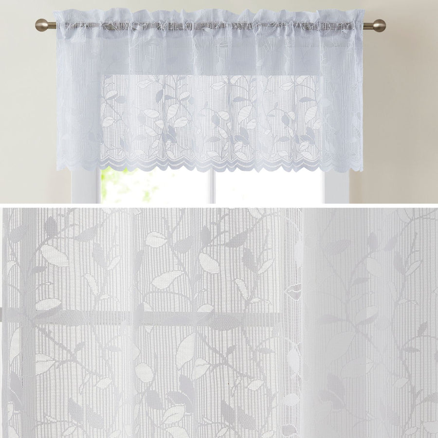 Joyce Semi Sheer Kitchen Valance - White