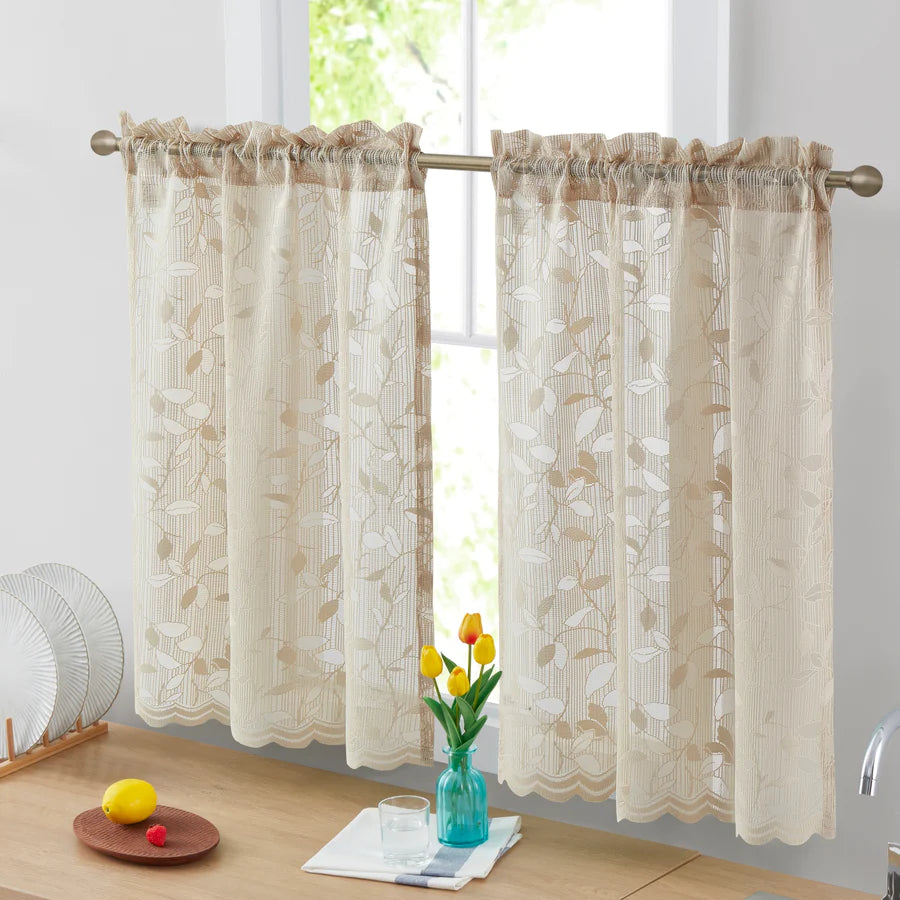 Joyce Semi Sheer Kitchen Curtain Tiers - Linen Taupe