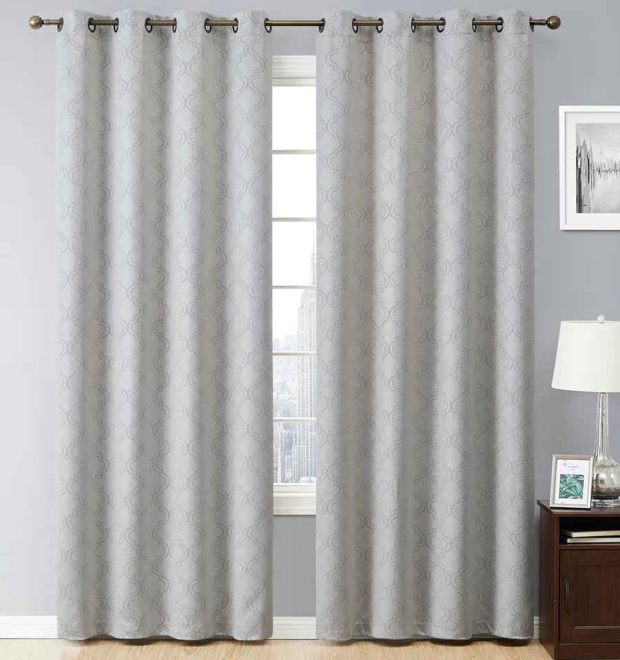 Redmont Lattice Room Darkening Grommet Curtain Panels -Light Grey