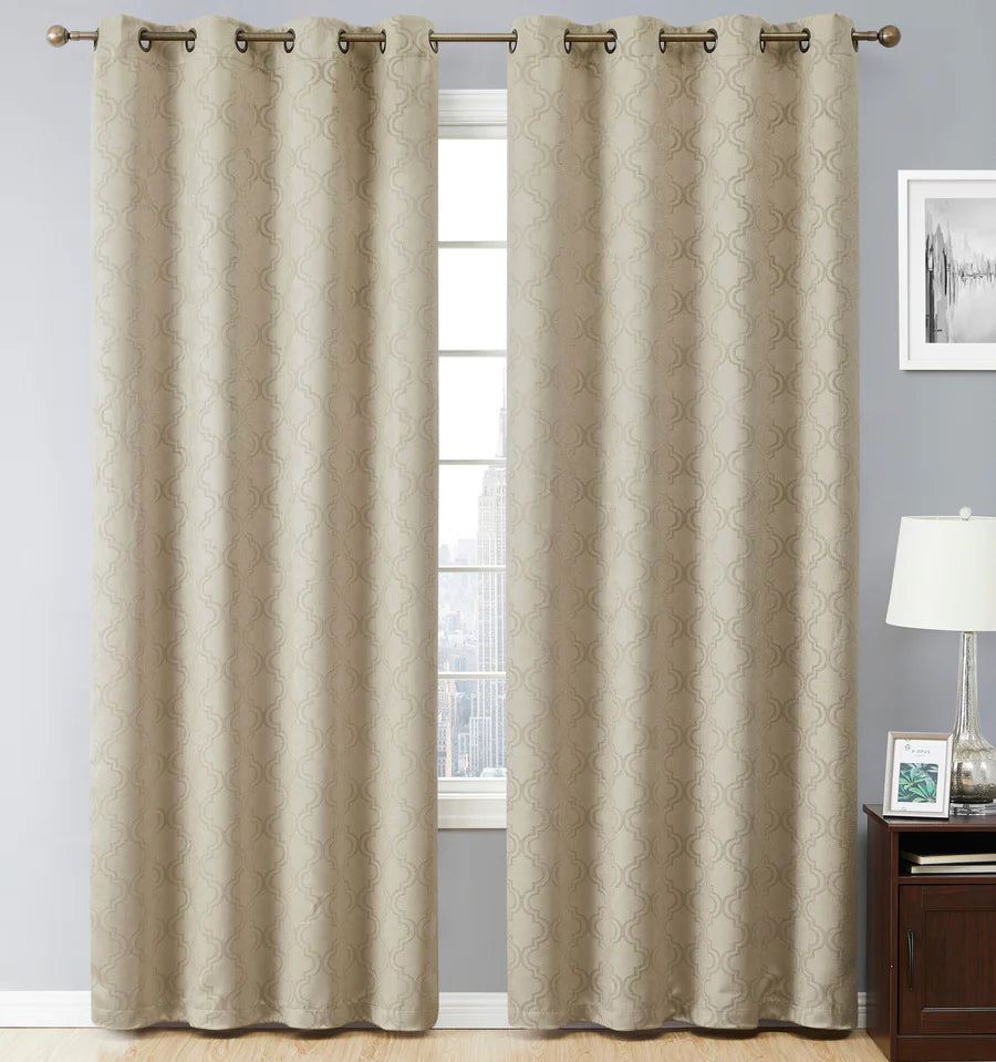 Redmont Lattice Room Darkening Grommet Curtain Panels -Taupe