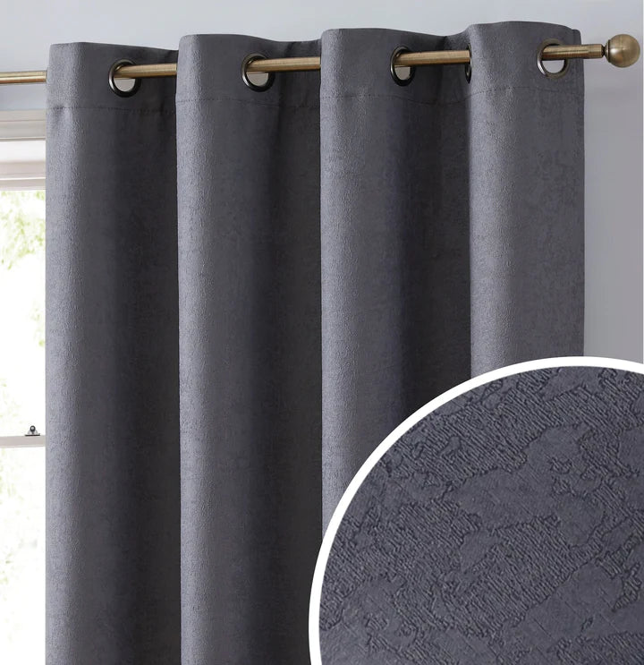 Syracuse Room Darkening Grommet Curtains - Charcoal Grey