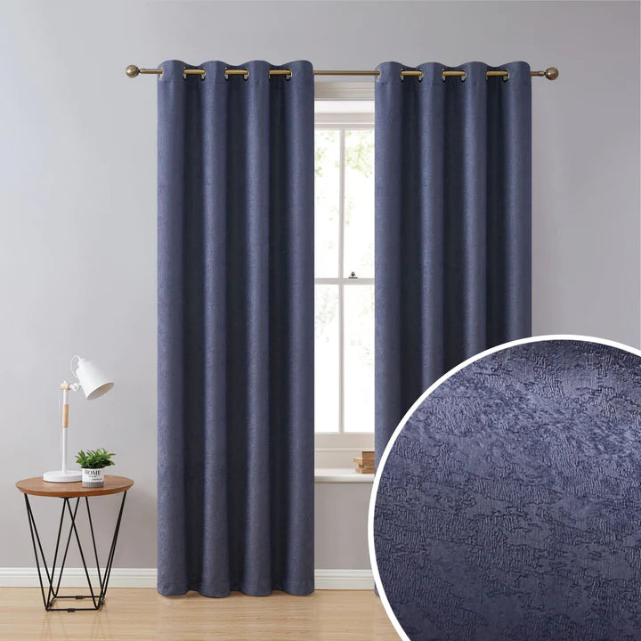 Syracuse Room Darkening Grommet Curtains - Navy Blue