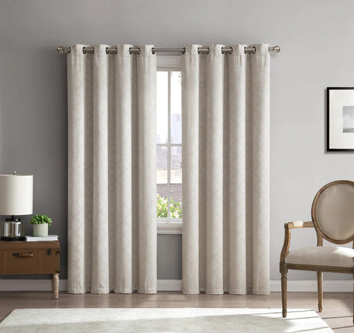 Redmont Lattice Room Darkening Grommet Curtain Panels - Ivory