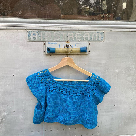 Heather's "It's a Beautiful Day" Top WIP on a vintage RV